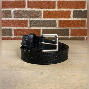 Amish Made Handcrafted Men's Stitched Black Leather Belt Made in USA Retails $89